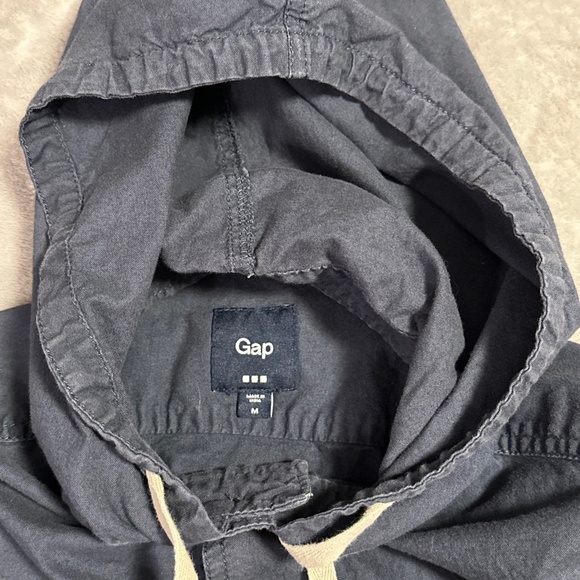 Gap Button-Up Shacket Hooded Men's Medium Blue Lightweight Utility Shirt Gorp - Picture 5 of 10